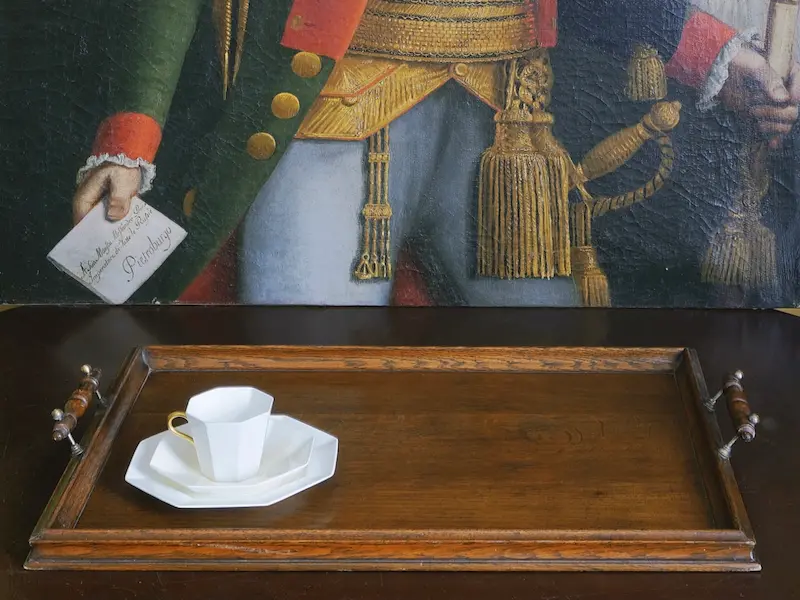 VASSOIO IN ROVERE EDOARDIANO