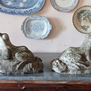 COPPIA DI RANE IN PIETRA ORNAMENTALI